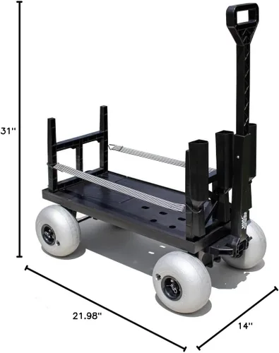 Miniatura 9 de Mighty Max Cart Carro compacto de pesca de playa al aire libre - Dolly Chest Dolly, Cooler Caddy Wheels - Base plana expandible y soportes
