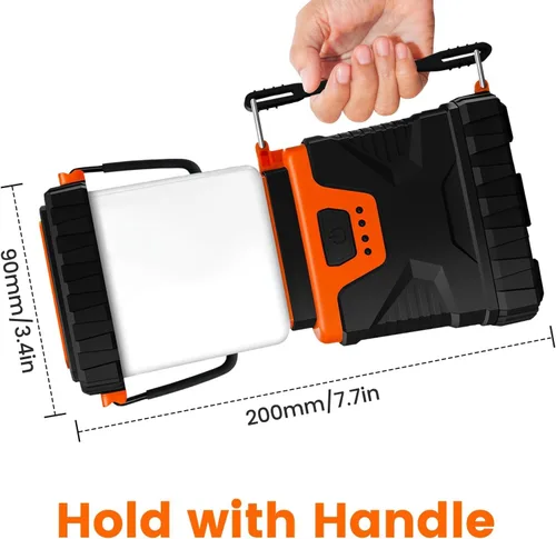 Miniatura 8 de Linterna LED para campamento, recargable, 1000 lúmenes, portátil con 5 modos de luz, IP44 impermeable 4400 mAh, linterna para tienda de campaña