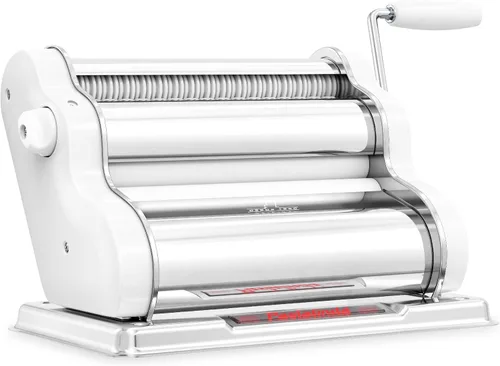 Miniatura 26 de PASTALINDA Máquina para hacer pasta Classic 260, rodillos de 10.2 in de ancho, 9 posiciones de grosor, 2 posiciones de corte, acero inoxidable, Lila