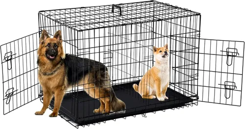 Miniatura 6 de Jaulas extra grandes de 48 pulgadas para perros medianos de doble puerta XXL Jaulas plegables para perros grandes para interiores/exteriores Jaulas