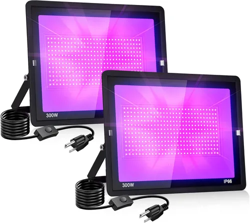 Miniatura 8 de Luz LED negra de 50 W, luz negra con enchufe IP66 impermeable para fiesta brillante, 385-400 nm, luces de inundación moradas al aire libre