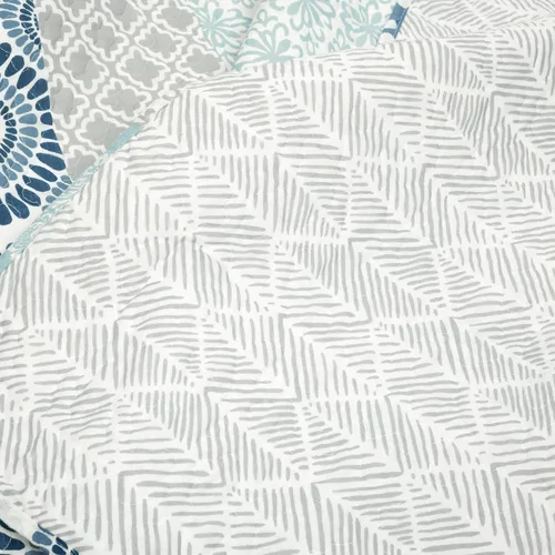 Miniatura 4 de Lush Decor - Juego de ropa de cama de 3 piezas, colorido diseño bohemio a rayas, reversible