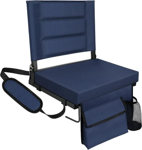 Miniatura 13 de Stadium Seats with Back Support,Bleacher Chairs with Cushion, Portable Folding Stadium Chair with Removable Cushion and Large Pocket for School