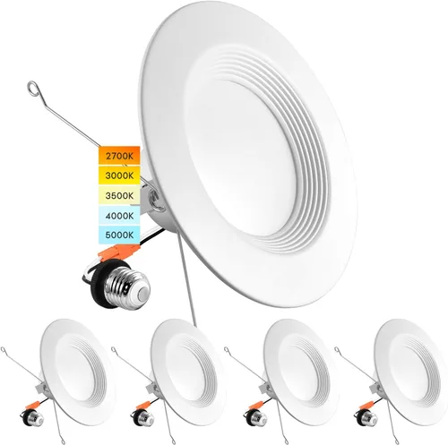 LUXRITE Luz LED empotrable retrofit de 5/6 pulgadas, 14 W = 90 W, CCT seleccionable por color 2700 K | 3000 K | 3500 K | 4000 K | 5000 K, luz de