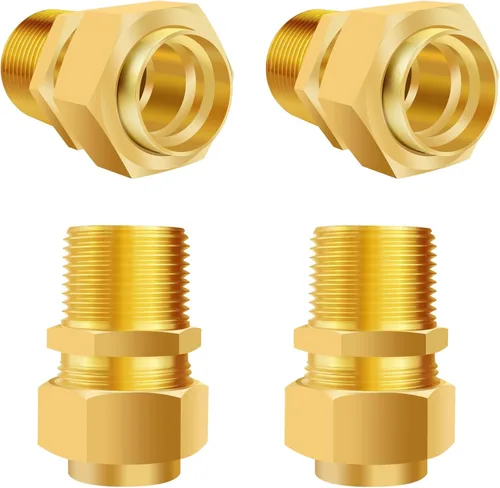 Miniatura 7 de Juego de 4 adaptadores de tubería CSST macho de 1/2'' NPT de latón, adaptador de conexión rápida de gas natural para parrilla, conector