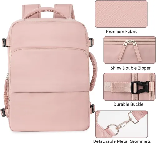 Miniatura 38 de Mochila de Viaje Snoffic para Mujer, Negro, 17 pulg.