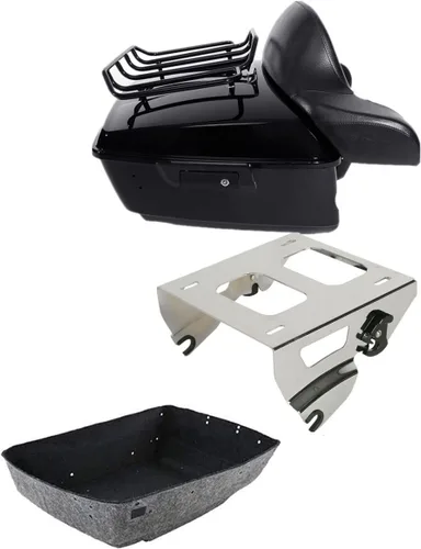 Miniatura 20 de TCMT King - Caja para maletero de motocicleta, almohadilla para respaldo, portaequipajes, altavoces, luces laterales, luz trasera para Harley
