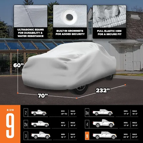 Miniatura 4 de Budge Duro - Cubierta para camioneta de 3 capas, protección exterior resistente a UV, agua y polvo, compatible con camionetas de cabina extendida