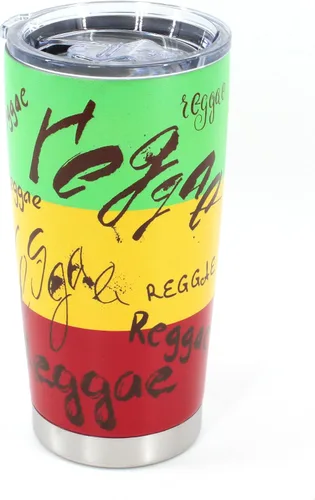Miniatura 9 de Vaso de 20 onzas con tapa, acero inoxidable aislado al vacío de doble pared, taza de café aislada duradera, bandera de Jamaica, Reggea, Rasta
