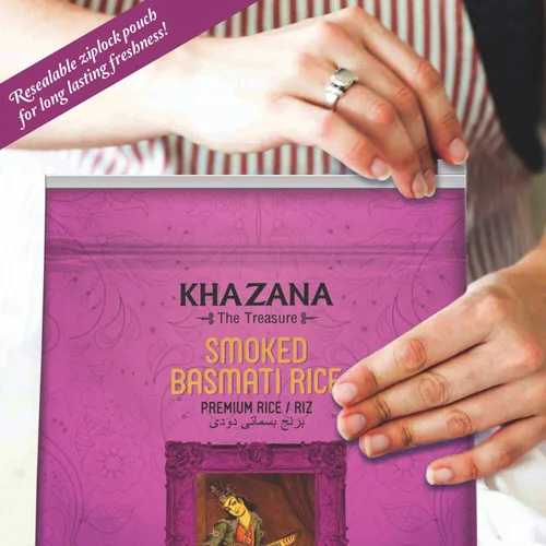 Miniatura 6 de Auténtico arroz basmati ahumado por Khazana en bolsa de 10 libras, grano indio aromático y sabroso, sin OMG, sin gluten, kosher, sin colesterol