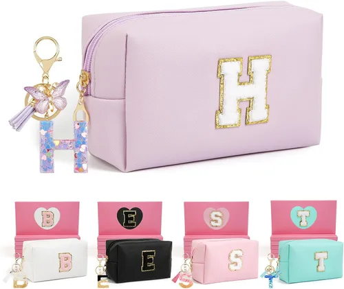 Miniatura 81 de AIBFRID 2 piezas de bolsas de maquillaje iniciales para mujeres, regalos de cumpleaños para niñas de 4 5 6 7 8 9 10 11 12 años, bolsas de cosméticos