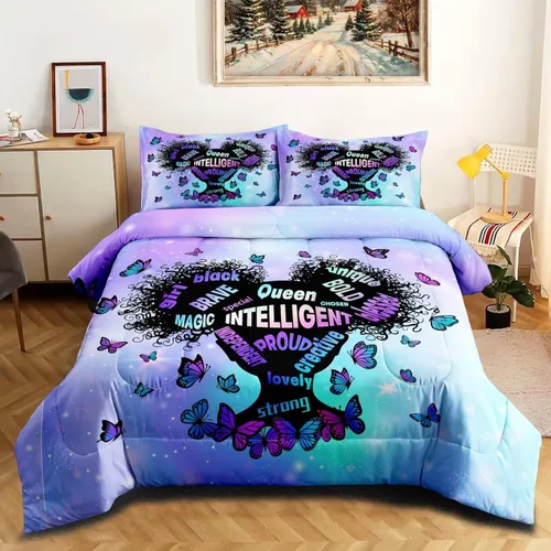 Miniatura 16 de Juegos de Edredón de Niña Negra Afroamericana Individual, Juego de Ropa de Cama Black Girl Magic, Juego de Edredón de Princesa, Juego de Cama