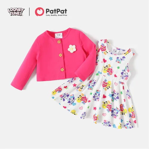 Miniatura 6 de Looney Tunes - Conjunto de vestido y cárdigan para niñas pequeñas, vestido sin mangas y cárdigan de manga larga