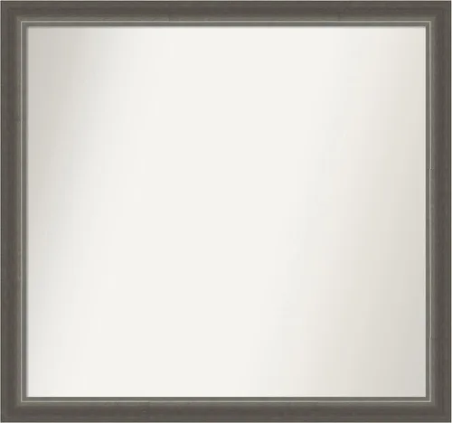 Miniatura 210 de Amanti Art Espejo de baño plateado para sobre fregadero, 25 x 25 pulgadas, espejo de tocador cuadrado estrecho de níquel cepillado, marco de madera