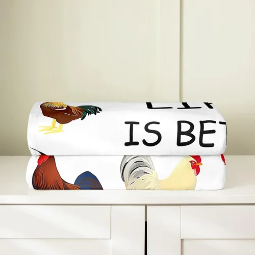 Miniatura 4 de Manta de felpa para Hen, 40 x 50 pulgadas, manta de franela de forro polar de gallo de pollo para niños, adolescentes, lindos animales para toda