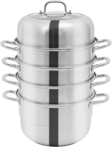 Miniatura 10 de Steamer Pot,5-Tier Stainless Steel Stockpot Steamers with Glass Lid and Anti-Scalding Handles,Polishing Steamer Cookware Pot for Induction Cookers