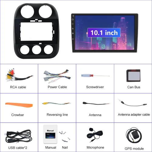 Miniatura 6 de Radio estéreo de coche de 10.1 pulgadas [2GRAM 32GROM] para Jeep Patriot Compass 2010-2016 con CarPlay Android Auto, Android 13 Player Radio