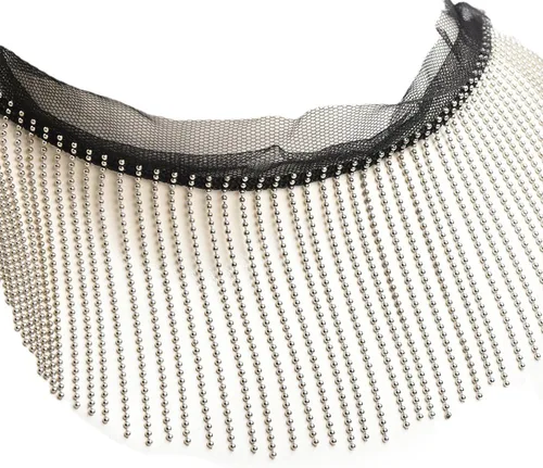 Miniatura 7 de 1 yarda de aleación de oro con flecos de costura con cuentas de encaje, cadena de borla para accesorios de ropa y decoración de manualidades (dorado)
