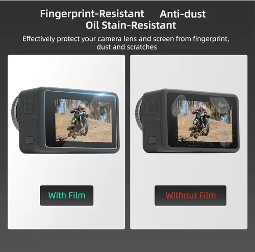 Miniatura 7 de Protector de pantalla de vidrio templado para cámara DJI Osmo Action 3, 2 películas protectoras de pantalla frontal y 2 películas protectoras