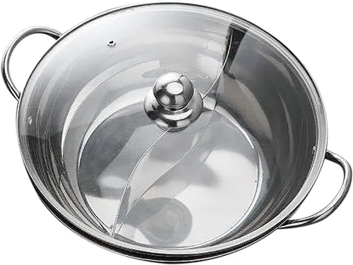 Miniatura 5 de Olla caliente de Shabu de acero inoxidable con tapa de vidrio para estufa de inducción, estufa de gas 2-5 personas