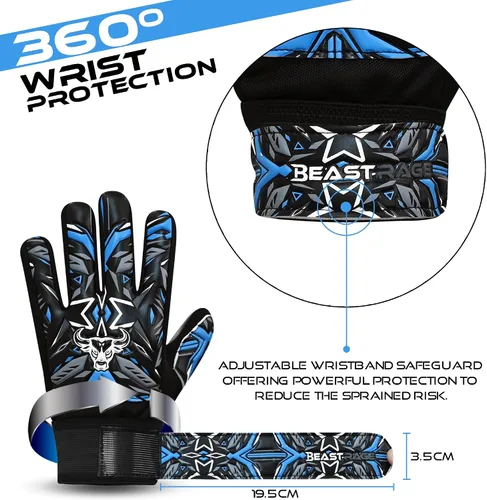 Miniatura 7 de BEAST RAGE Guantes de portero de fútbol, guantes de portero para niños y jóvenes, guantes de portero de fútbol con agarre fuerte, soporte de muñeca