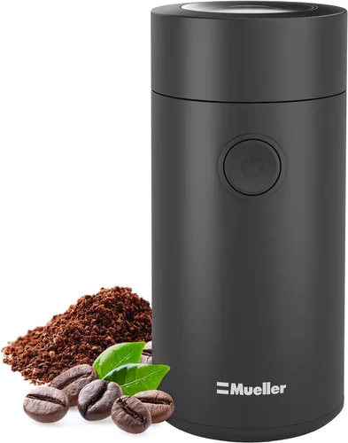 Mueller Living - Molinillo de café eléctrico para especias, nueces, hierbas y granos de café, hoja afilada, acero inoxidable, color negro