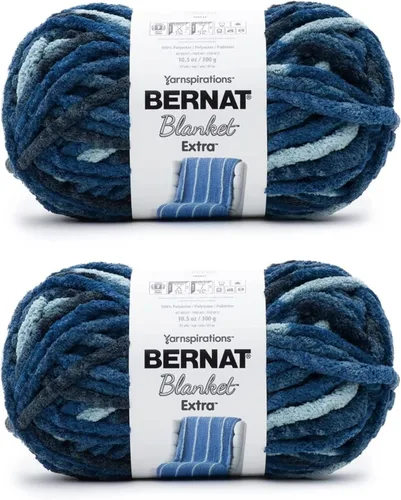 Miniatura 35 de Bernat - Estambre para mantas Extra Negro, 2 paquetes de 300g/10.5 onzas, poliéster, #7, jumbo, tejido de punto/ganchillo