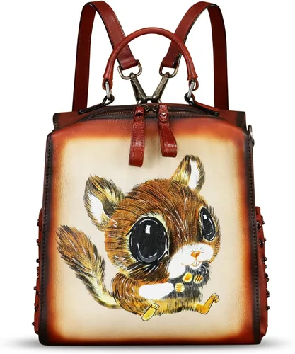 Miniatura 2 de Bolso cruzado de cuero genuino para mujer, bolso cruzado pintado a mano, bolso cruzado con asa superior, mochila convertible hecha a mano