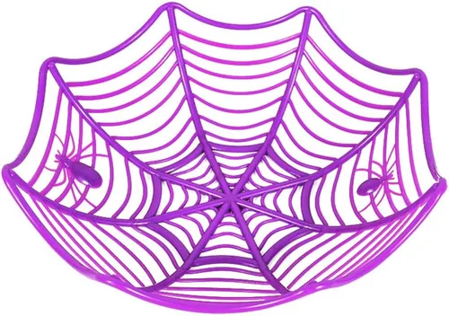 Miniatura 8 de Cuencos de cesta de tela de araña de Halloween, soporte de plástico para dulces para truco o trato, decoraciones de agarre a mano para suministros F