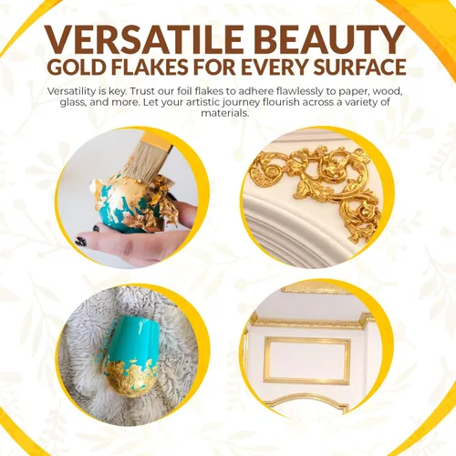 Miniatura 4 de Hojas de oro de 0.35 onzas, papel dorado, hojas doradas para manualidades, hojuelas de lámina dorada, hoja dorada para hojas de manualidades