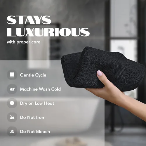Miniatura 6 de White Classic Toallas de mano negras para baño, paquete de 6, toallas de mano de algodón a granel para gimnasio, cocina y spa, 16 x 27 pulgadas