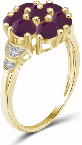 Miniatura 2 de JEWELEXCESS Anillo de diamantes blancos de rubí y acento de 2.30 CTW en oro de 14 quilates sobre plata