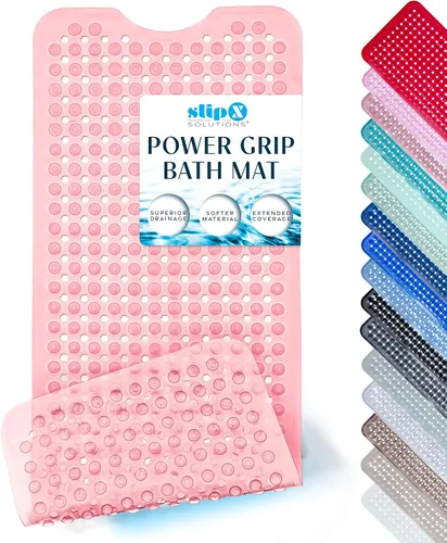Miniatura 10 de SlipX Solutions - Tapete extralargo y de fuerte agarre para tina y ducha, para adultos mayores y niños, 39x16 pulgadas, antideslizante, agujeros