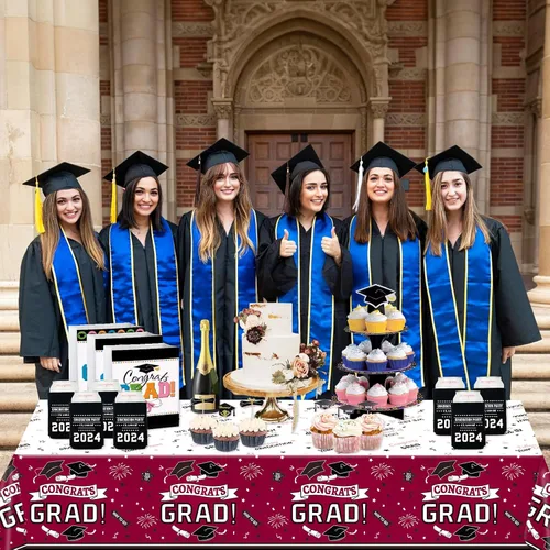 Miniatura 7 de Oigco Decoraciones de fiesta de graduación, mantel de graduación de felicitaciones para suministros de fiesta de graduación 2026, paquete de 3
