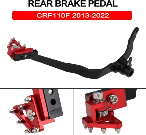 Miniatura 6 de JFG RACING Palanca de pedal de freno trasero plegable para motocicleta CNC para CRF110 F 2013-2022 OEM rojo 46500-KYK-305