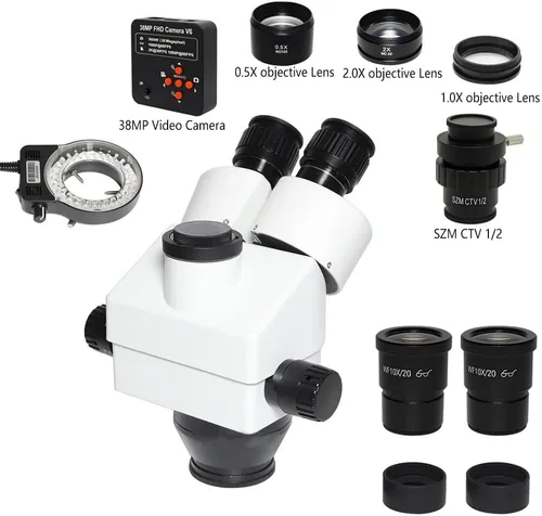 Miniatura 3 de Kit de accesorios para microscopios 3.5X-90X Soporte de brazo doble Simul Focal Trinocular Estéreo Microscopio 38MP H_D Digital USB Microscopio VGA