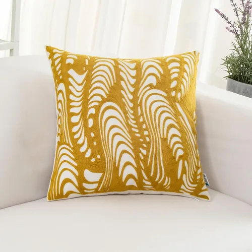 Miniatura 40 de HWY 50 - Fundas decorativas de almohada de 18 x 18 pulgadas en amarillo mostaza, funda de cojín bordada de algodón moderna de estilo rústico