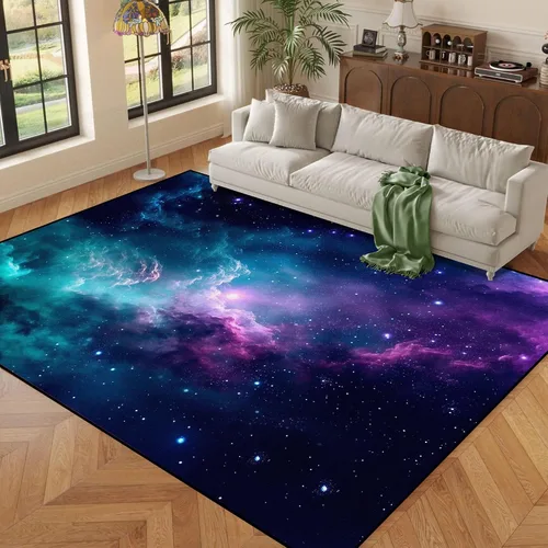 Miniatura 41 de Alfombra de Área Galaxia de 5' x 7', Dormitorio Sala de Estar para Niñas Niños Varones Alfombra Nebulosa Vórtex Tapetes Púrpura Azul Nube galaxy 1