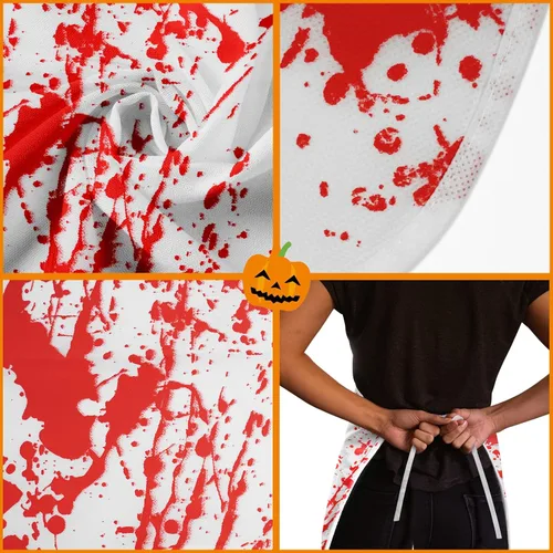 Miniatura 3 de Delantal Sangriento de Halloween Accesorio de Disfraz de Carnicero con Huella de Mano Aterradora para Adultos Mujeres Hombres Cosplay Fiesta Cocina