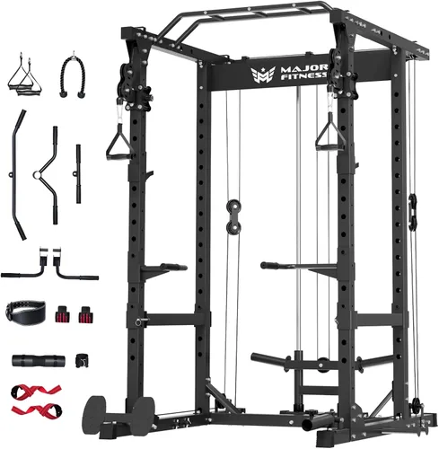 Miniatura 7 de MAJOR FITNESS Drone1 Power Cage - Rack de potencia multifunción para gimnasio en casa, estante para sentadillas, sistema de cruce de cables