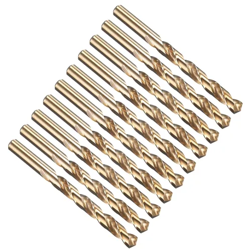 Miniatura 33 de PATIKIL Broca Jobber de 0.039 in, vástago recto M35 cobalto 5% acero de alta velocidad 135° acabado dorado para metal duro de acero inoxidable - 2