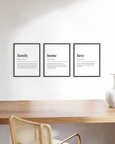 Miniatura 4 de HAUS AND HUES Arte de pared con citas familiares, decoración de cuadros en blanco y negro para decoración de pared familiar, pósteres en blanco