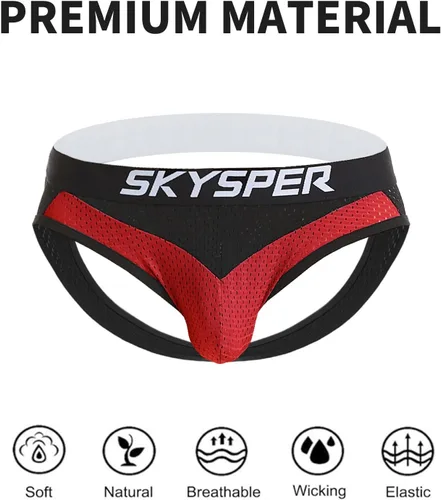 Miniatura 39 de SKYSPER Jock Strap Athletic Supporter para hombres Sexy Jockstrap Ropa interior masculina