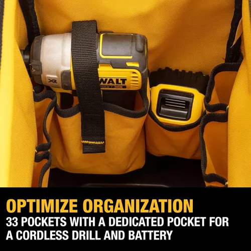 Miniatura 3 de DEWALT Bolsa de herramientas, resistente al agua, fondo duro, 20 pulgadas, bolsa de herramientas profesional con organización (DWST560104)