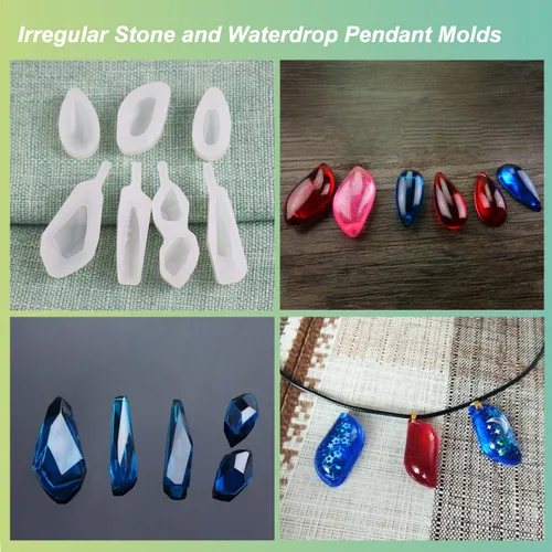 Miniatura 7 de LET'S RESIN 30 moldes de joyería de resina, moldes de joyería para resina UV, kit de moldes de silicona de resina con pulsera, colgante, anillo