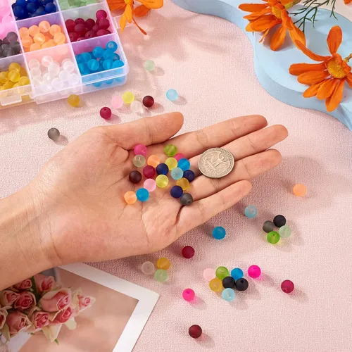 Miniatura 7 de Kissity - Cuentas de cristal de imitación de jade de 0.315 pulgadas, pintadas y horneadas, cuentas para fabricarse joyas, 15 colores esmerilados