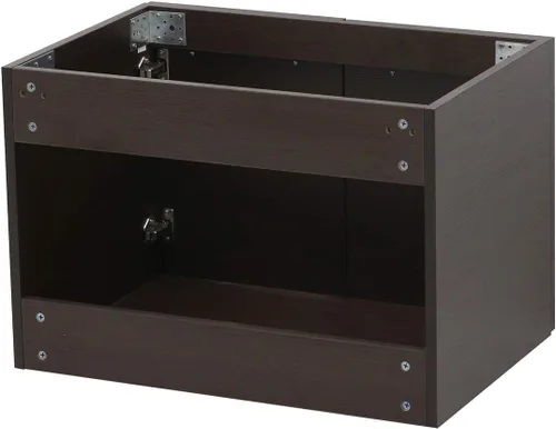 Miniatura 5 de Juego de lavabo flotante para montaje en pared, tocador marrón oscuro, fregadero de cerámica para encimera de piedra plana blanca, 24 pulgadas