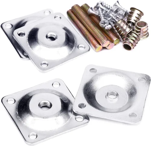 Placas de montaje de pata de mueble Anwenk, placas de fijación de patas de muebles de fuerza industrial T-Plate 5/16" (M8) patas de sofá con pernos