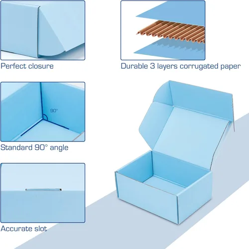 Miniatura 3 de Paquete de 25 Cajas de Envío, 8 x 6 x 3 pulgadas Caja de Embalaje Pequeña de Cartón Corrugado para Envío de Negocios, Embalaje, Regalos, Azul