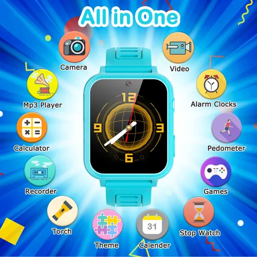 Miniatura 2 de Cosjoype Relojes inteligentes para niños niñas Reloj para niños con pantalla táctil HD con 24 juegos de rompecabezas, cámara, reproductor de música
